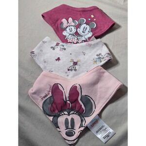 Disney Baby Minnie Mouse Bandana Bibs 3 Pack Pink Rose White OSFM
